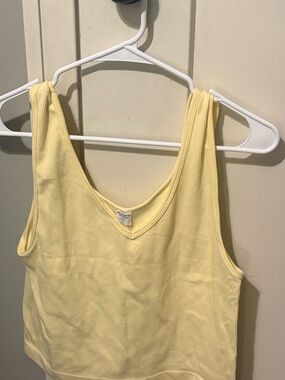 Wallflower Light Yellow Ribbed V-Neck Tank Top